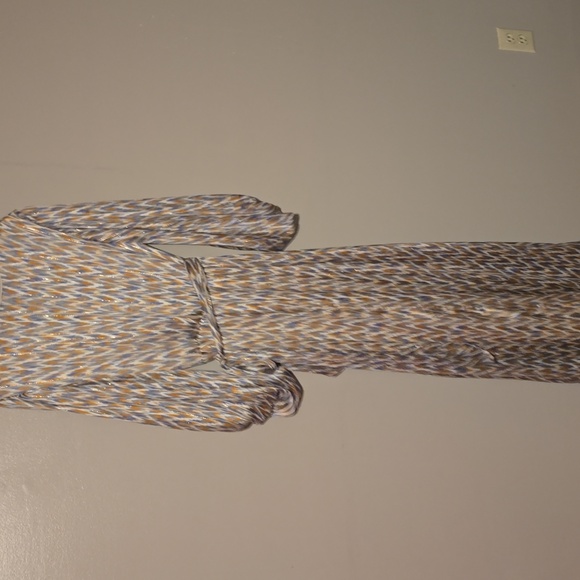 Adrienne V-Neck Long Sleeve Maxi Dress with Belted Waist in Tan & Brown Print M - Picture 5 of 5